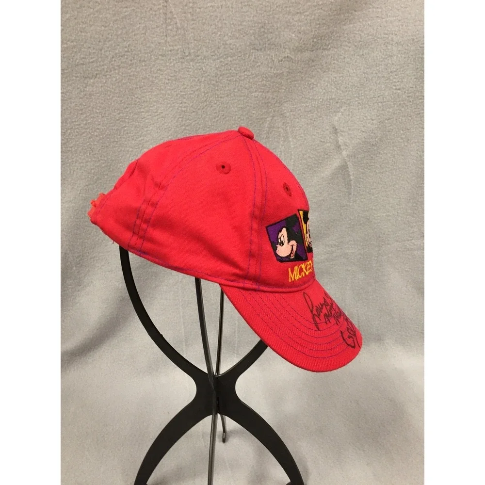 Vintage Mickey Mouse Disney Kids Red‎ Snapback Hat Embroidered Signatures 90s